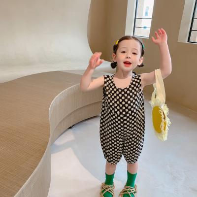 China One-piece children girls clothes bow stripe design anti-pilling girls outfit summer CIA style kids girls overalls for sale