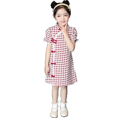 China 2021 New Design Girls Princess Anti-static Clothing Children's Lantern Sleeve Cheongsam for sale