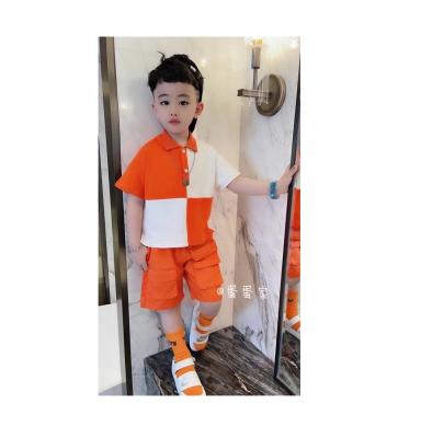 China Polyester/Cotton Summer Clothing Sets Boys Cotton Kids Sportswear Flower Shirt Denim Shorts 2 Pcs Boys Suits for sale