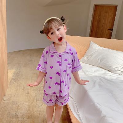 China Breathable Kids Pajamas Kids Simple Color Ribbed Cotton Pajamas Sets Boys Girls Short Sleeves Sleepwear for sale