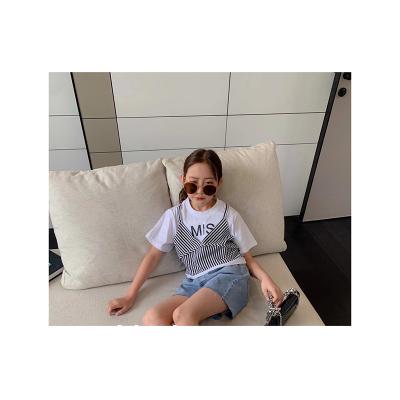 China 90-130cm Modern Simplicity Low Price Summer Kids Fashion Tops Cotton Girls T Shirts for sale