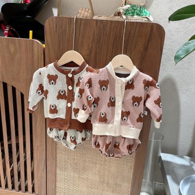 China 2021 Autumn INS Cotton Baby Rompers 100% Organic Baby Strap Grown Knitted Cotton Jumpsuit Romper Clothes for sale