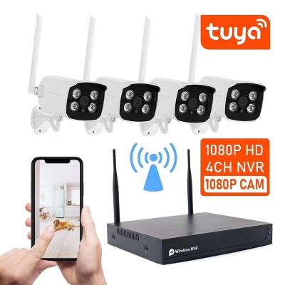 China Enxun 4ch TUYA NIGHT VISION Wireless IP IR 2MP Waterproof Security Cctv Wifi Network Camera Systems Camera Kit for sale