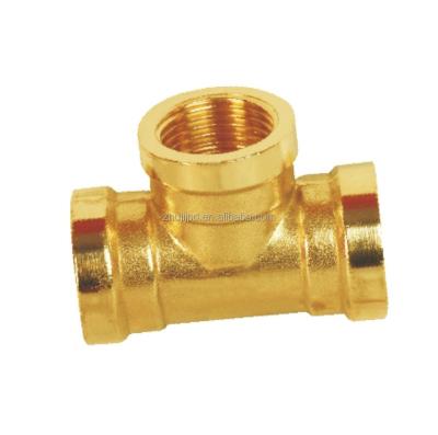 China Hot& High Quality Brass Female Tee Cold Water Pipe Connection Brass Tee Piping Hardware Pipe Fitting for sale