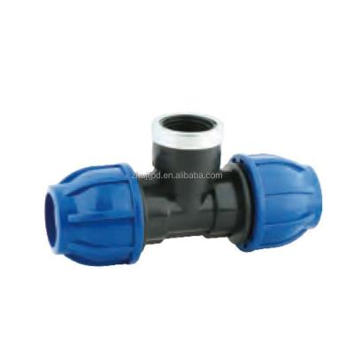 China Hot& Cold water pipe connection HDPE female tap plumbing female tee high quality pe pipe fitting hardware for sale