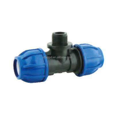 China Hot& Cold Water Pipe Connection HDPE Male Tee Plumbing Male Tee High Quality Pe Pipe Fitting Hardware for sale