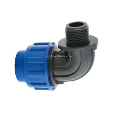 China Hot& High cold water pipe connection HDPE super quality plumbing fittings material pe male pipe elbow 25mm*3/4 for sale