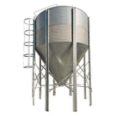 China Poultry Farm Used Feed Storage 10-3000T Hot Dip Galvanized Steel Silo With Cone Bottom For Drinking Line Feed Broiler Home Chicken Raising Breede for sale