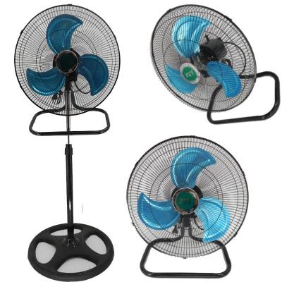 China Powerful RV Metal Hardware 3 In 1 18 Inch Round Industrial Fan Wall/Floor/Table Flow Rack Fan for sale