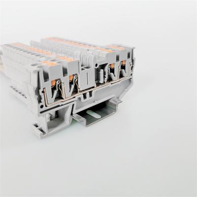 China Power Industry Connector Pt2.5/4 DIN Rail Terminal Block Fast Wiring Conductors GRAY Spring Connection Push In Wire Connector for sale