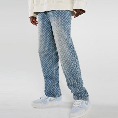 China Vintage Style Breathable High Quality Non-Stretch Jeans Light Blue Denim Distressed Skate Trellis for sale