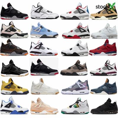 China Fashion trend mens basketball shoes 4 aj retro multiplied 1 retro reverse game Gray Royalty Sneakers Air Jordaneliedlys fresh dark 4 retro flu for sale