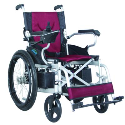 China Power wheelchair with foldable frame remote steel folding footrest detachable power electric wheelchair for sale