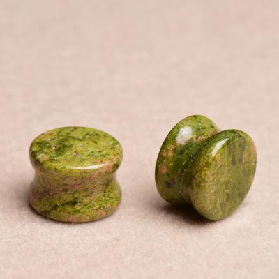 China Fashion Natural Stone Unakite Saddle Gauge PlugEar Tunnel Plugs FASHIONABLE Jewelry Best Quality for sale