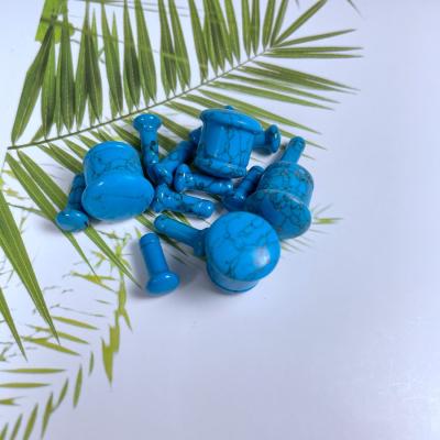 China High Quality Blue Turquoise Stone Plug Ear Expander Simple Flared Ear Body Piercing Jewelry CLASSIC for sale