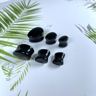 China CLASSIC Men Women Ear Stretcher Earrings Lobe Black Onyx Stone Teardrop Ear Plug Ear Expander Plugs Jewelry for sale