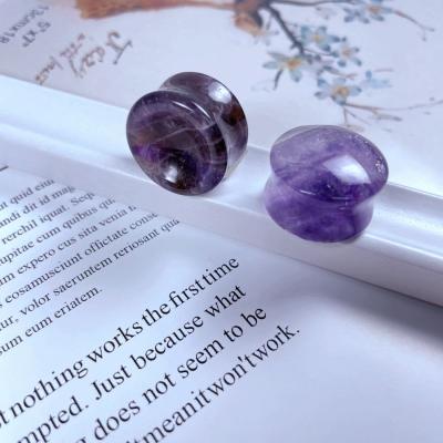 China CLASSIC Natural Amethyst Ear Expander Concave Convex Stone Plug for sale