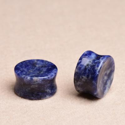 China China Factory Body Jewelry Wholesale CLASSIC Double Sodalite Concave Ear Studs Piercing Ear Tunnels Expanders for sale