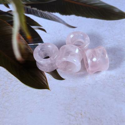 China Fashion CLASSIC Ear Body Jewelry Rose Quartz Tunnel Plug Ear Expander Ear Piercing Stone Eyelet For Women Men for sale