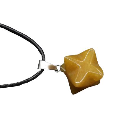 China Trendy Natural Yellow Crystal Stone Merkaba Pendant Pendulum Reiki Healing Point Charm Fashion Jewelry for sale