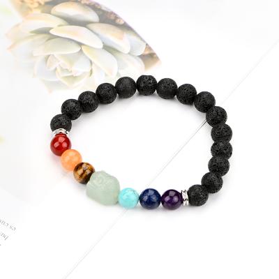 China Lava Stone Amazon Best Seller Casual Chakra Healing Green Aventurine Buddha Crystal Bracelet Bead Bracelet for sale