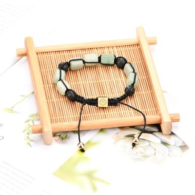 China Casual Bracelet Designs For Option Hand Knot Gemstone Adjustable Bracelet Rectangular Bead Wrap Bracelet for sale