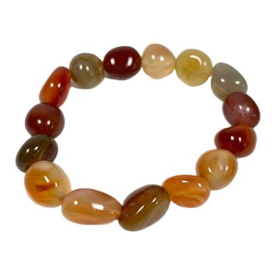 China Fashionable Casual Jewelry 8-12mm Crystal Natural Carnelian Tumbled Nugget Carnelian Gemstone Bracelet Healing Bracelet for sale