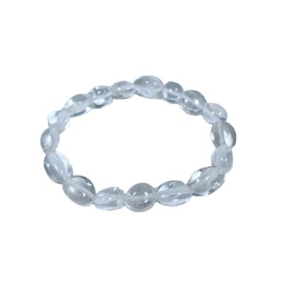 China Clear 8-10mm Casual Natural White Gemstone Crystal Quartz Tumbled Healing Nugget Bracelet For Women Men Jewelry for sale