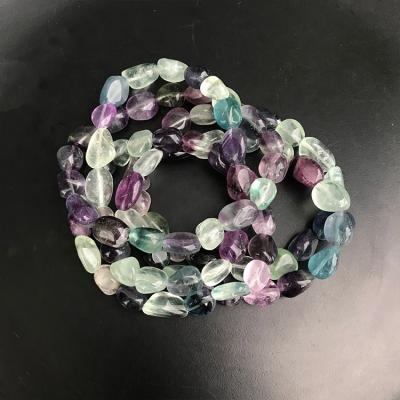 China Fashionable Round Fluorite Gemstone Nugget Natural Tumbled Stretch Beaded Bracelet For Women Men Jewelry Gifts for sale