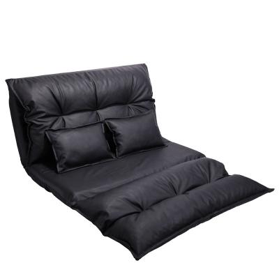 China Foldable Adjustable Floor Sofa Bed with 2 Pillows, Folding Lounge Chair Sofa Chair with 5 Reclining Position for Living Room, PU Leather for sale