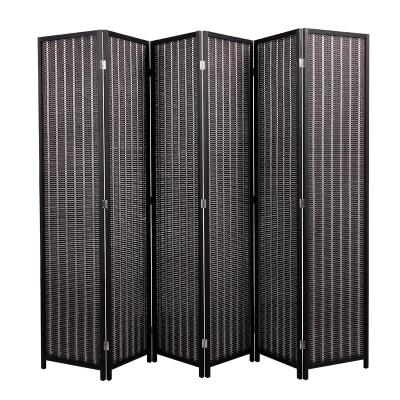 China Fashion 6 Panel 1.8H Minimalist Home Tall Wooden Folding Room Dividers Screens - Black for sale