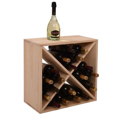 China Modular Pine 24 Bottle Wine Rack, Stackable Wine Storage Cube For Bar Cellar Kitchen Dining Room, Burlywood for sale