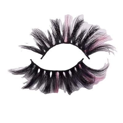 China Feather 15-25mm 2022 new colorful full strip eyelash mink fluffy tresluces lashes with wick cases and beauty glue with led light box for sale