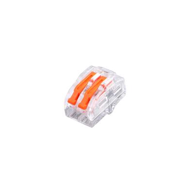 China Power 600V 222 Terminal Blocks Push In Wire Plastic Quick Connector 2 Pole Wire Connector With Lever PC622 for sale