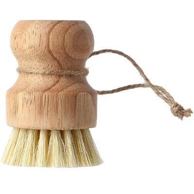 China Sustainable Eco-Friendly Bamboo Wood Handle Kitchen Household Dishwashing Brush Premium Sisal Brush Short Handle Cleaning Tool For Dish Bowl for sale