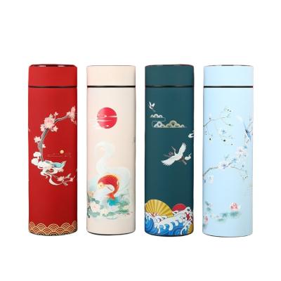 China PORTABLE Chinese Style Custom Portable 500ml Thermos Bottle Temperature Display Smart Vacuum Water Bottle Double Walled Thermos for sale