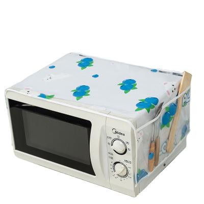 China Modern Kitchen Oilproof Printed Microwave Cover Double Pocket Waterproof Storage Bag Hanging Dustproof Top Cover for sale