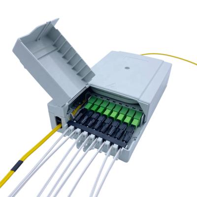 China PON FTTH 8 Ports Fiber Optic Termination Box With 8 CAT Box Adapters And Splitters for sale