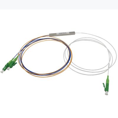 China SM LSZH G657A Indoor Micro Steel Tube Fused LC/APC Fiber Optic PLC 1x2 2 Way Fiber Splitter for sale