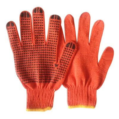 China Hot Selling Orange Single Side 10 Gauge Anti-Slip 45g PVC Dotted Cotton Knitted Work Gloves 23cm for sale