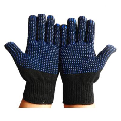 China 10 Gauge 700g/dozen Anti-Slip Blue PVC Dots Cotton Knitted Gloves For Work Protection for sale