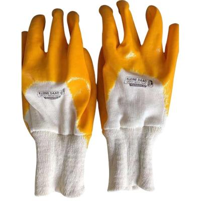 China 60g/pair 26cm Durable Natural Color Knitted Fabric Safety Durable Gloves Yellow Latex Gloves for sale