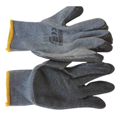 China Durable Hot Sales 24cm 10 Gauge Gray Cotton Black Latex Coated Wear-Resistance Gloves for sale