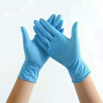 China Professional Nitrile Examination Cleaning Gloves Powder Free Safe Working Blue PVC High Elastic Gloves for sale