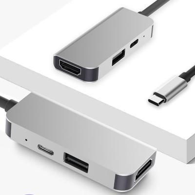 China Type-C Enabled Devices USB-C to PD Docking Station 3 in 1 HDMI PD USB3.0 HUB Aluminum Alloy Shell Adapter Type C for sale