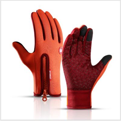 China Comfortable Zipper Men's and Women's Gloves Waterproof Screensaver Non-slip Warm Skiing Touch Screen Riding Gloves for sale