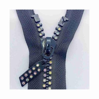 China Other Cheap Custom Colored Diamond Zipper Rhinestone Zipper Professional Manufacture for sale