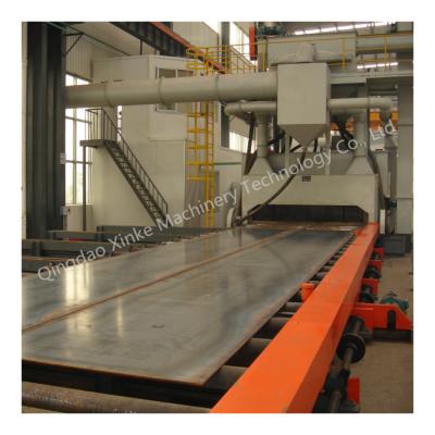 China Rust / Corrosion Inhibitor Steel plate and structural sections shot blasting machine and spray painting drying line for surface treatment used in Shipyard for sale