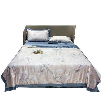 China New Breathable Silk Comforter Size Printed Washed Twin Size Silk Like Summer Cooling Comforter for sale