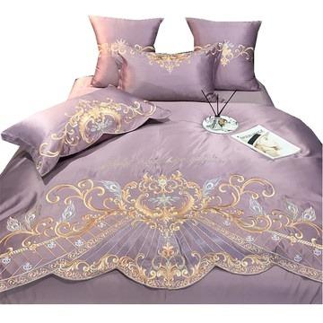 China 100% Luxury Silky Soft High Density Wash Disposable Long-staple Silk Cotton A Side B Bedding Set for sale